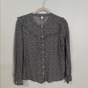 Old Navy Black and White Patterned Button-Down Shirt